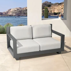 Salon de jardin aluminium 4 places 4 pcs Elba Gris anthracite et gris clair