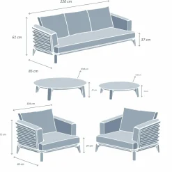 Salon de jardin aluminium 5 places 5 pcs Monte Carlo Gris anthracite et gris clair