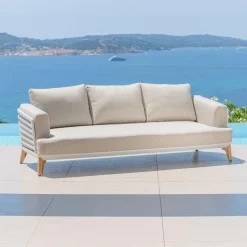 Salon de jardin aluminium 12 places 8 pcs Monte Carlo Blanc et taupe