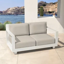 Salon de jardin aluminium 4 places 4 pcs Elba Blanc et taupe