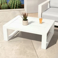 Salon de jardin aluminium 4 places 4 pcs Elba Blanc et taupe