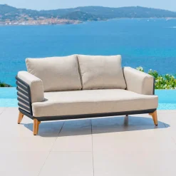 Salon de jardin aluminium 5 places 4 pcs Monte Carlo Gris anthracite et taupe