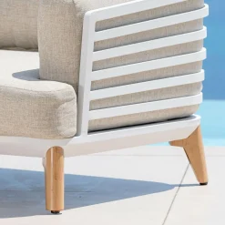 Salon de jardin aluminium 9 places 12 pcs Monte Carlo Blanc et taupe