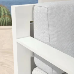 Salon de jardin aluminium 7 places 5 pcs Elba Blanc et gris clair