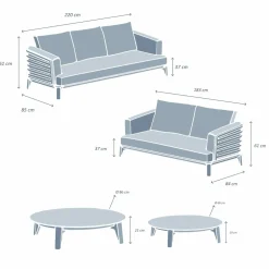 Salon de jardin aluminium 5 places 4 pcs Monte Carlo Gris anthracite
