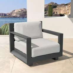 Salon de jardin aluminium 5 places 4 pcs Elba Gris anthracite et gris clair