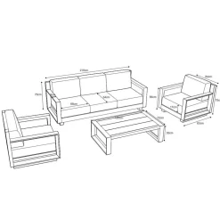 Salon de jardin aluminium 5 places 4 pcs Elba Gris anthracite