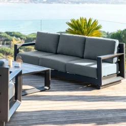 Salon de jardin aluminium 7 places 5 pcs Elba Gris anthracite