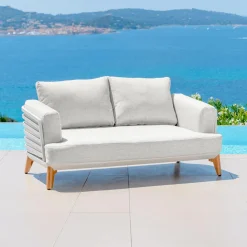 Salon de jardin aluminium 7 places 6 pcs Monte Carlo Blanc et gris clair