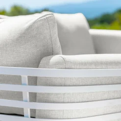 Salon de jardin aluminium 4 places 5 pcs Monte Carlo Blanc et gris clair
