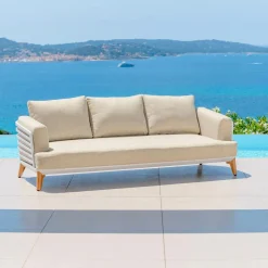 Salon de jardin aluminium 8 places 6 pcs Monte Carlo Blanc et beige