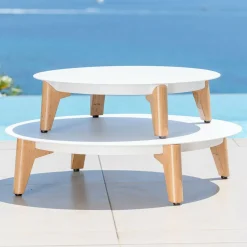 Salon de jardin aluminium 8 places 6 pcs Monte Carlo Blanc et beige