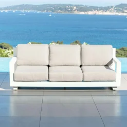 Salon de jardin aluminium 5 places 4 pcs Elba Blanc et taupe