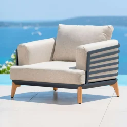 Salon de jardin aluminium 7 places 6 pcs Monte Carlo Gris anthracite et taupe