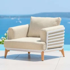 Salon de jardin aluminium 9 places 12 pcs Monte Carlo Blanc et beige