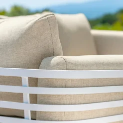 Salon de jardin aluminium 9 places 12 pcs Monte Carlo Blanc et beige