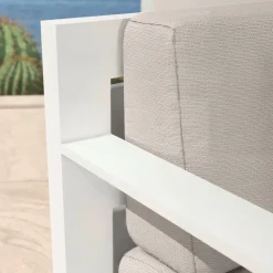 Salon de jardin d'angle aluminium 10 places Elba Blanc et taupe