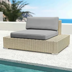 Salon de jardin d'angle en résine tressée 5 places Palma Gris et anthracite