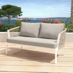 Salon de jardin en aluminium 4 places 4 pcs Amalfi Blanc et taupe