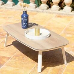 Salon de jardin en aluminium 4 places 4 pcs Amalfi Blanc et taupe