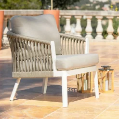 Salon de jardin en aluminium 2 places 3 pcs Amalfi Blanc et taupe