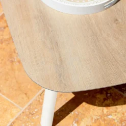 Salon de jardin en aluminium 5 places 4 pcs Amalfi Blanc et taupe
