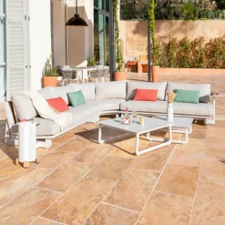 Salon de jardin en aluminium 7 places Long Beach Blanc