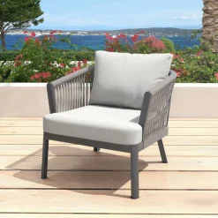 Salon de jardin en aluminium 4 places 4 pcs Amalfi Gris anthracite et gris clair
