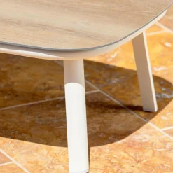 Salon de jardin en aluminium 2 places 3 pcs Amalfi Blanc et beige