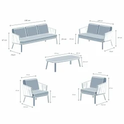 Salon de jardin en aluminium 7 places 5 pcs Amalfi Gris anthracite