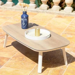 Salon de jardin en aluminium 4 places 4 pcs Amalfi Blanc et beige