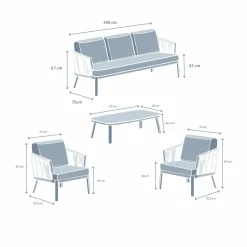 Salon de jardin en aluminium 5 places 4 pcs Amalfi Gris anthracite