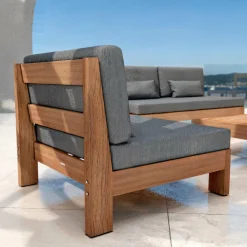 Salon de jardin en bois d'acacia 2 places 3 pcs Borneo Gris anthracite