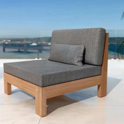 Salon de jardin en bois d'acacia 8 places 5 pcs Borneo Gris anthracite