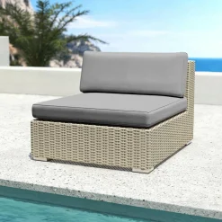 Salon de jardin en résine tressée 4 places 4 pcs Palma Gris et anthracite