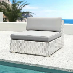 Salon de jardin en résine tressée 4 places 5 pcs Palma Blanc et gris