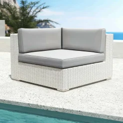 Salon de jardin en résine tressée 9 places 9 pcs Palma Blanc et gris