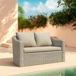 Salon de jardin en résine tressée 7 places 5 pcs Calvi Gris et taupe