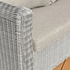 Salon de jardin en résine tressée 7 places 5 pcs Calvi Gris et taupe
