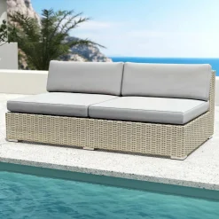 Salon de jardin en résine tressée 4 places 4 pcs Palma Gris