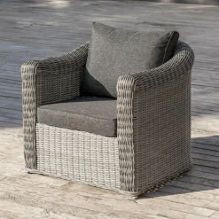 Salon de jardin en résine tressée 5 places 4 pcs Calvi Gris et gris foncé