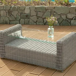 Salon de jardin en résine tressée 5 places 4 pcs Calvi Gris et gris foncé
