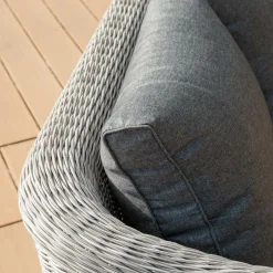 Salon de jardin en résine tressée 5 places 4 pcs Calvi Gris et gris foncé