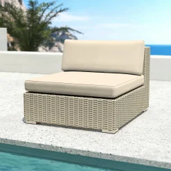 Salon de jardin en résine tressée 4 places 5 pcs Palma Gris et beige