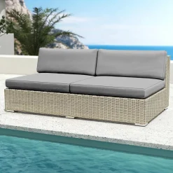 Salon de jardin en résine tressée 9 places 9 pcs Palma Gris et anthracite