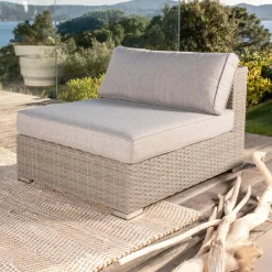 Salon de jardin en résine tressée 5 places 6 pcs Palma Gris et taupe