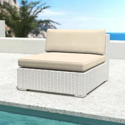 Salon de jardin en résine tressée 2 places 3 pcs Palma Blanc et beige