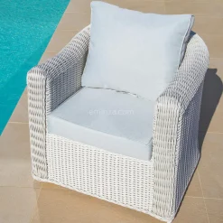 Salon de jardin en résine tressée 7 places 5 pcs Calvi Blanc et gris clair