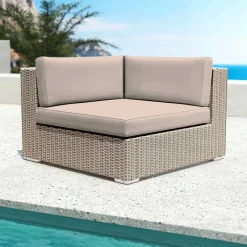 Salon de jardin en résine tressée 4 places 5 pcs Palma Gris et taupe