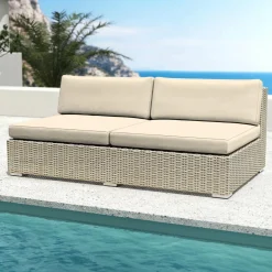 Salon de jardin en résine tressée 4 places 4 pcs Palma Gris et beige